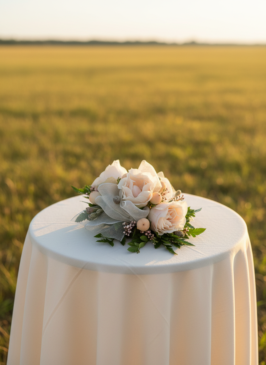 White rose boutonniere with lavender and greenery on gray suit
