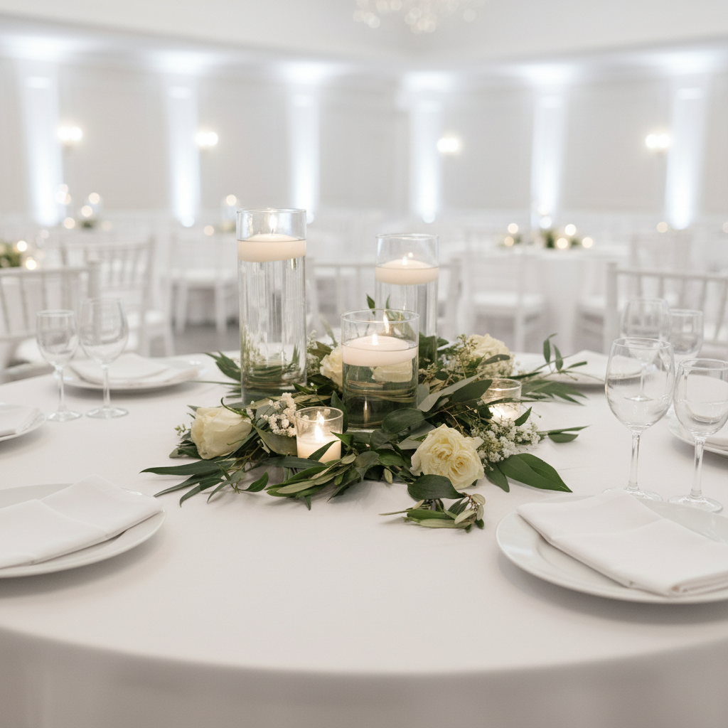 Tall yellow rose centerpiece in trumpet vase